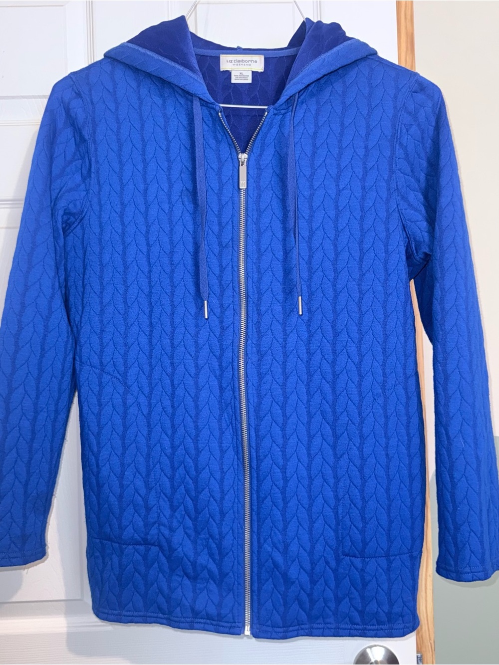 Liz Claiborne Royal Blue Quilted Zip-Up Hoodie